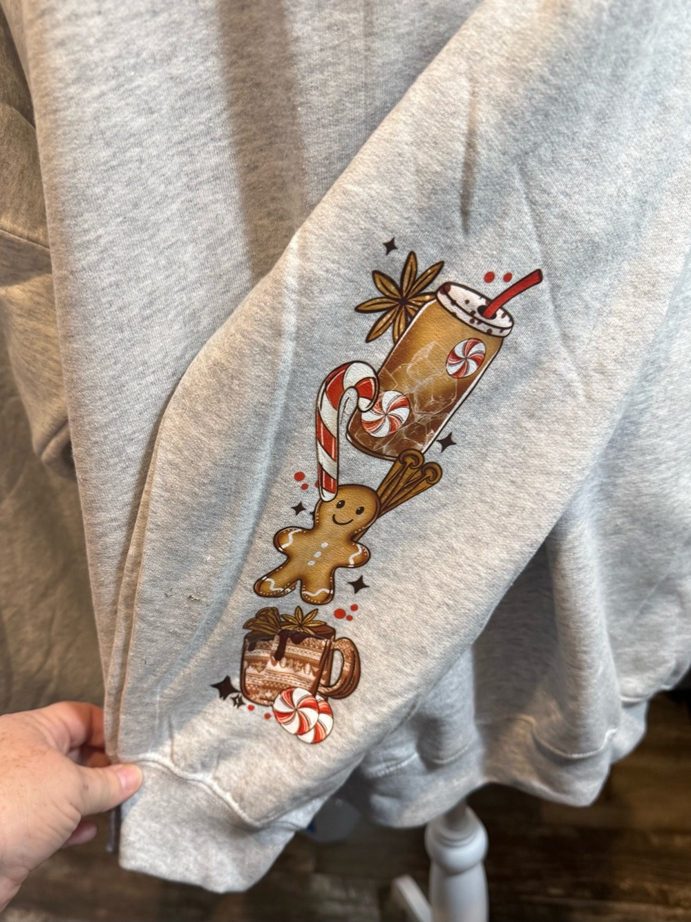 Gildan Light Gray 'All I Want for Christmas Is Coffee' Graphic Crewneck - Picture 4 of 4